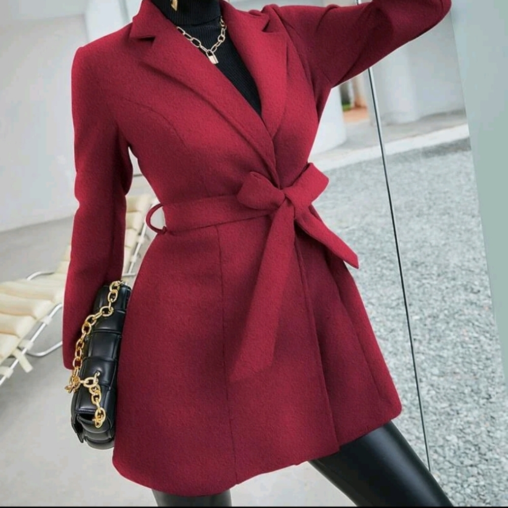 Lapel Collar Belted Overcoat